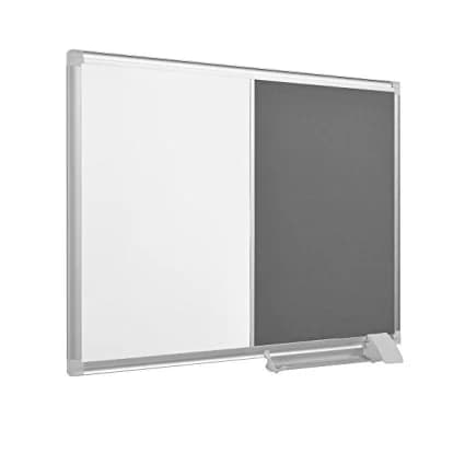 Bi-Office - Quadro Combinado 100x150 cm Feltro Cinzento e Quadro Branco com Moldura Alumínio New Generation