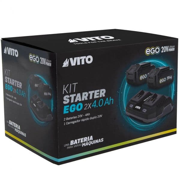 Vito Kit Starter Pack 2 Baterias 4Ah com Carregador Duplo Rápido