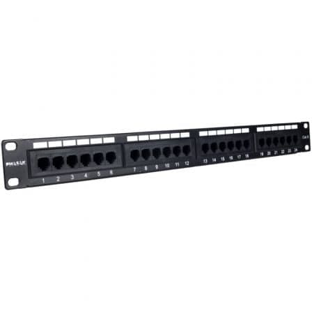Phasak Patch Panel PU 2420, 24 Portas, Cat.6 UTP RJ45 Dual, 1U, para Rack de 19"