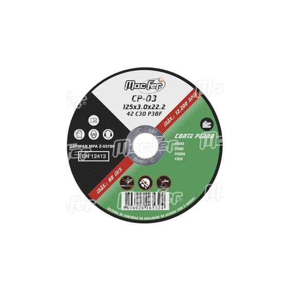 MACFER Disco Abrasivo Corte Pedra Cp 230x3,2x22,23mm - 165.0034