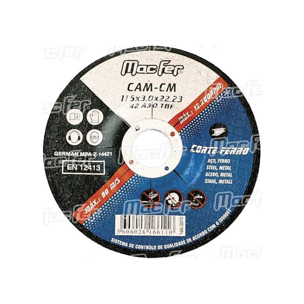 MACFER Disco Abrasivo Corte Ferro Cam-cm 230x3,0x22,23mm - 166.0013