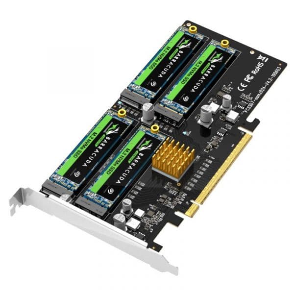 Conversor Pcie 3.0 X16 para 5X M.2 Nvme M-key 80MM, Software Raid 0,1,5,10 - KCSSD7