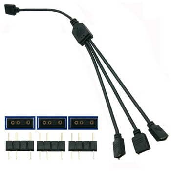 Cabo Splitter Argb Led 3pinos 5v(f)>3x 3P 5v(f/m) Preto 3P 30cm