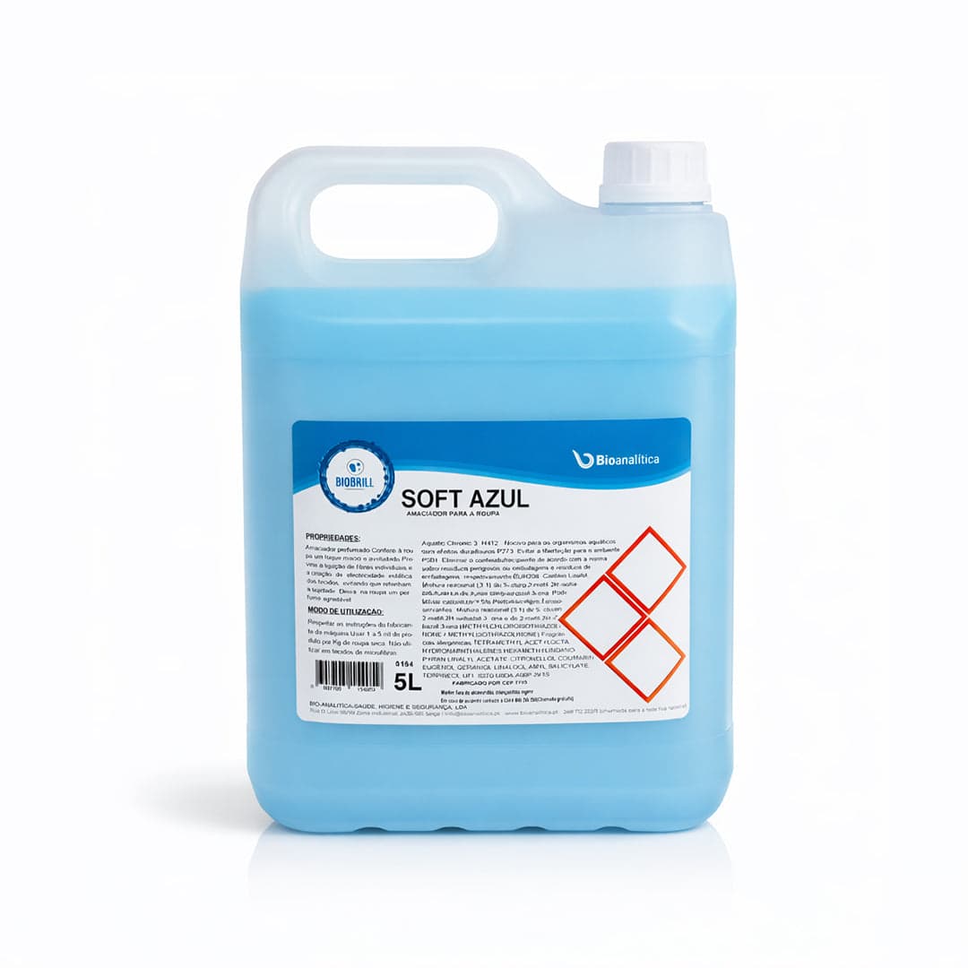 BioBrill Soft Azul – Amaciador de Roupa Perfumado para Lavandaria Profissional 5L