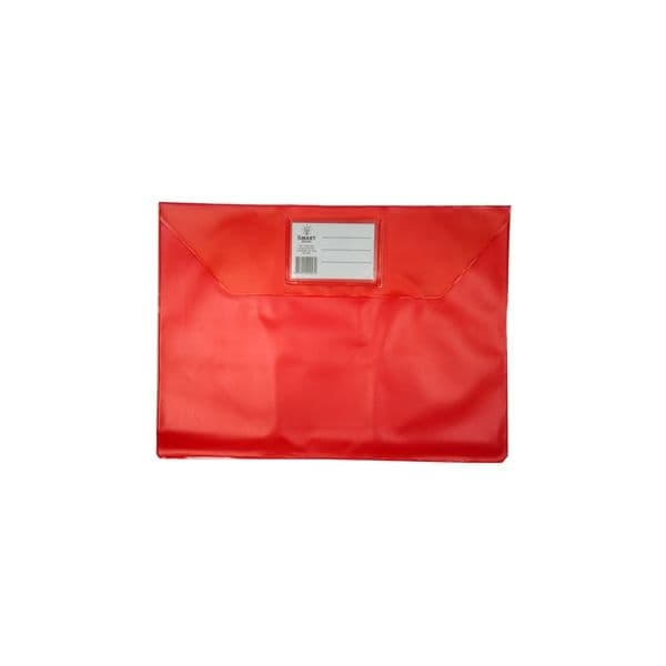 Smart Office Bolsa Envelope A4 PVC Translúcido c/ Visor Vermelha