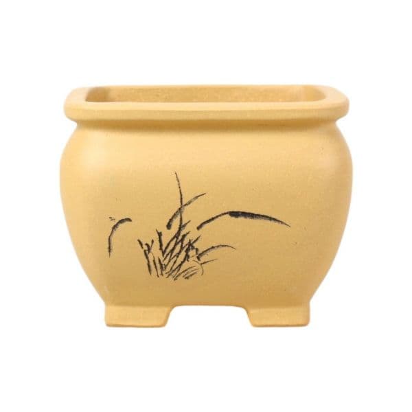 Luso Bonsai Vaso de Bonsai Quadrado 11*9 cm c/ Desenhos Sem Esmalte - Yixing - 06672