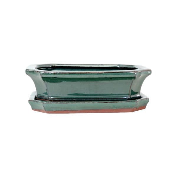 Luso Bonsai Vaso de Bonsai Rectangular + Prato 26*19,5*8 cm Verde - Yixing - 83844