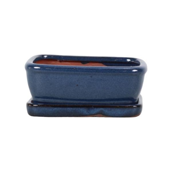 Luso Bonsai Vaso de Bonsai Rectangular + Prato 15*12*5,5 cm Azul - Yixing - 84772