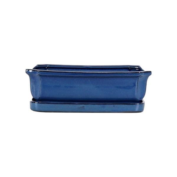 Luso Bonsai Vaso de Bonsai Rectangular + Prato 26*21*7,5 cm Azul - Yixing - 85452