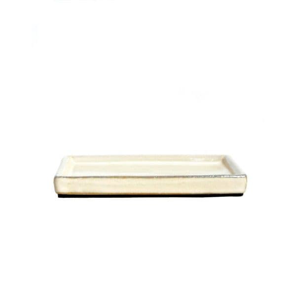 Luso Bonsai Prato Cerâmico Rectangular 16*12*1,5 cm Creme - 86663