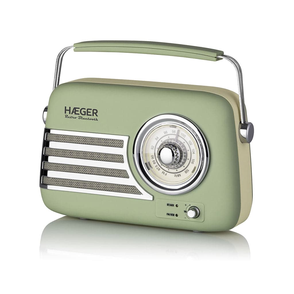 Rádio FM Vintage Haeger Retro Bluetooth | 12h Autonomia, USB, AUX, Bluetooth