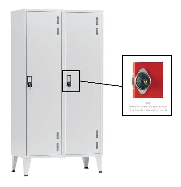 Cacifos Metálicos para Indústria Sujos/Limpos 1900x900x500 mm – 2 Cacifos – Fechadura de Combinação Roleta