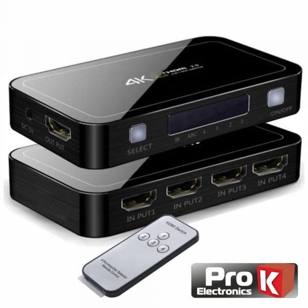 ProK Electronics Distribuidor Comutador Hdmi 4 Entradas 1 Saída Pip 4k