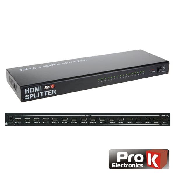 Prok Distribuidor Hdmi Amplificado 1 Entrada 16 Saídas - PK-HDMI1E16S
