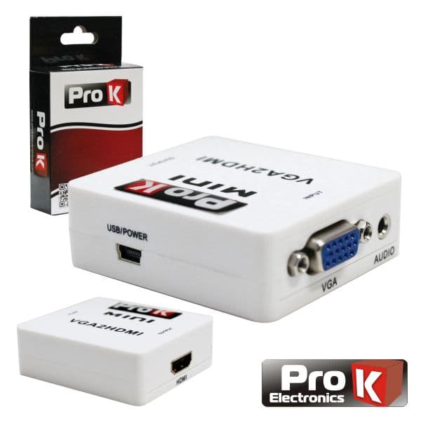 Prok Conversor Vga + Jack 3.5MM para Hdmi Fêmea - PK-VGAHDMI01