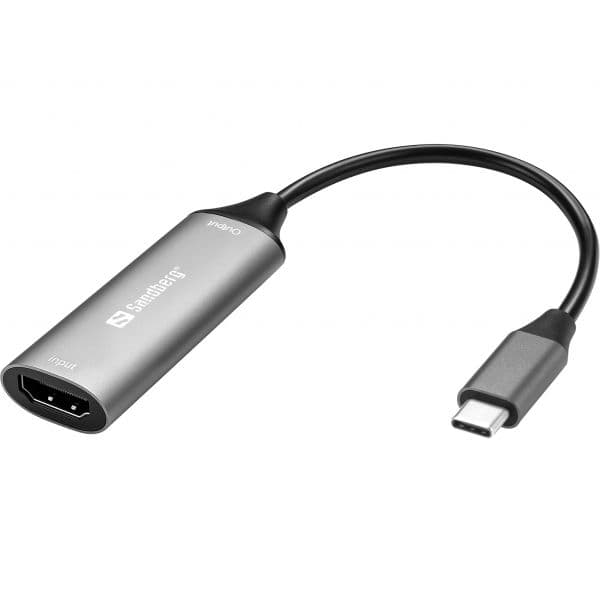 Sandberg Adaptador Gráfico HDMI Capture Link para USB-C 4K 30fps Cinzento