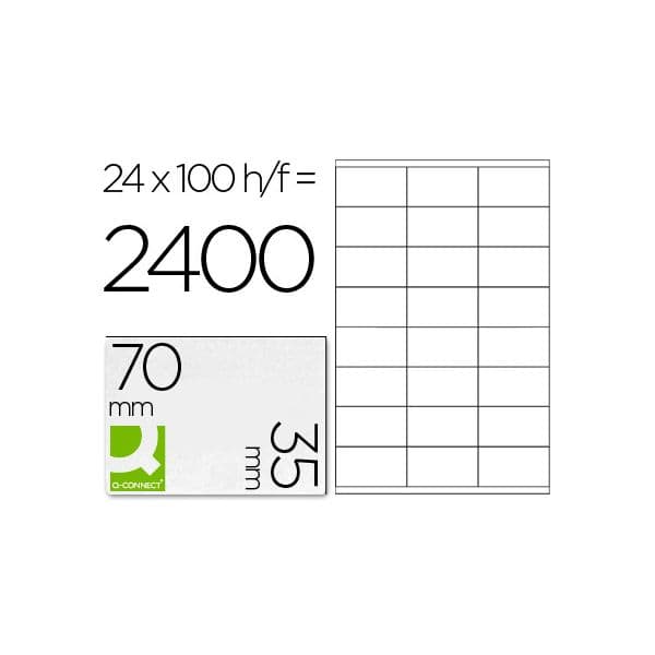 Q-Connect 100 Fls Etiquetas Adesivas 70x35mm - 25206