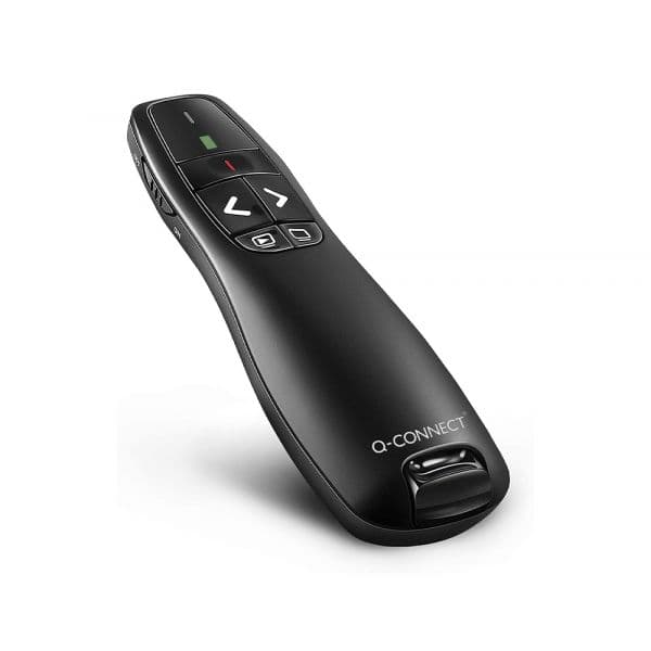 Q-Connect Ponteiro Laser para Apresentações com 5 Botões, Alcance de 20 Metros, USB/Micro USB