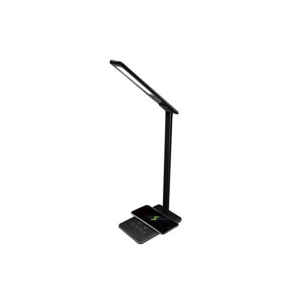 Q-Connect Candeeiro de Secretária Profissional LED 5W com Carregador Sem Fios Preto