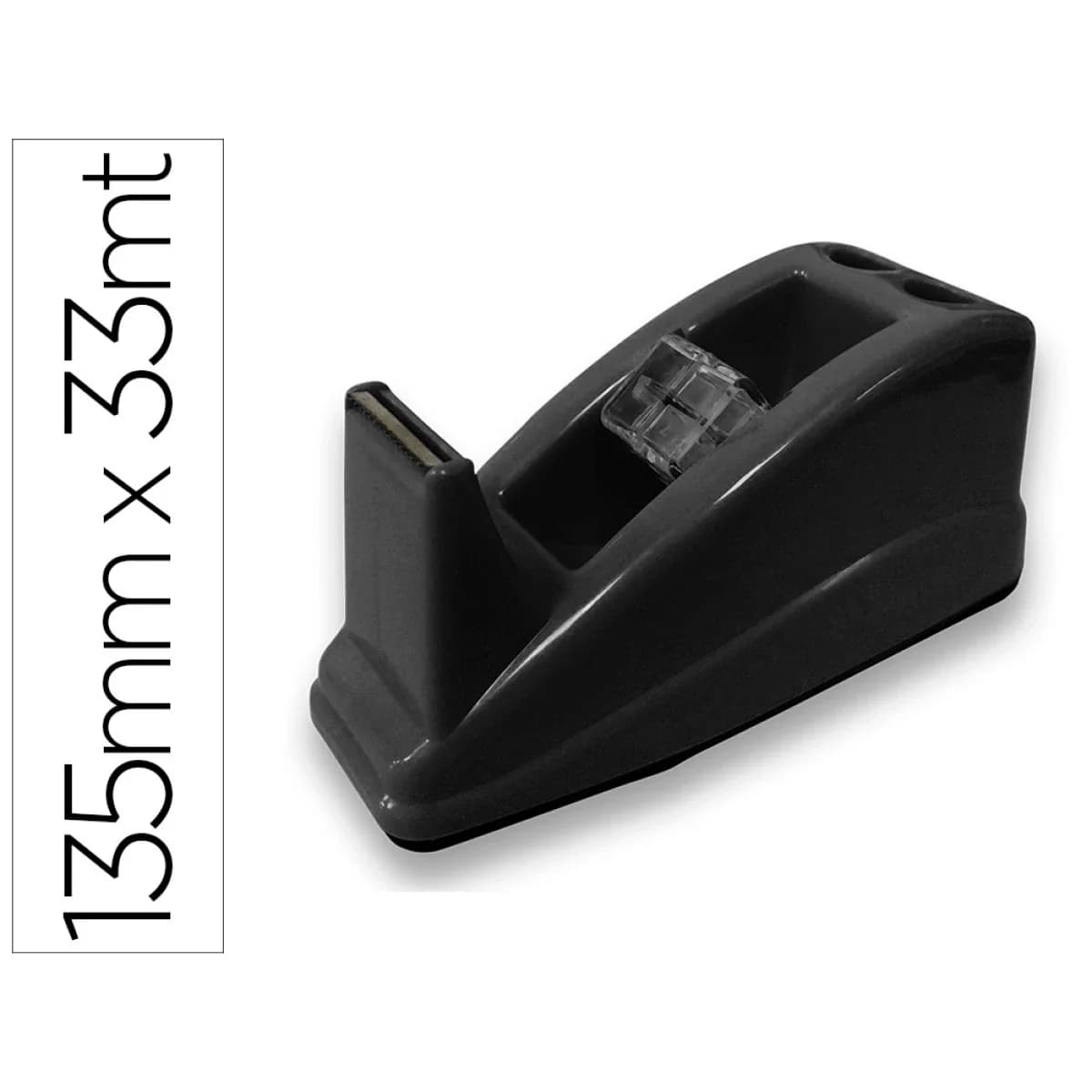 Desenrolador secretaria q-connect plastico para fitas de 33 mt cor preto 135x58x60 mm