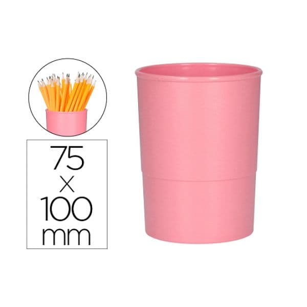 Q-Connect Copo Porta Lápis Redondo Plástico Rosa Pastel