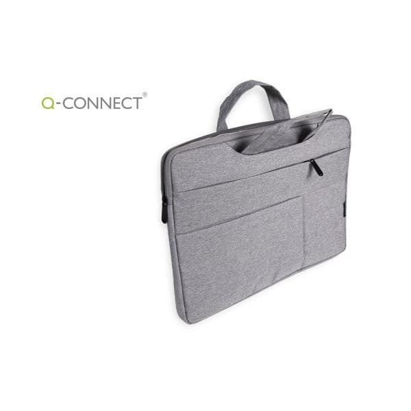 Q-connect Mala para Portatil 15,6" com Asas Retrateis Fecho 3 Estojos Exteriores Cinza 390x280mm