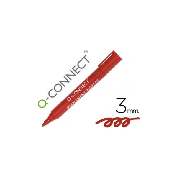 Q-connect 10 un. Marcadores Permanentes Ponta Redonda 3mm Vermelho - KF26047