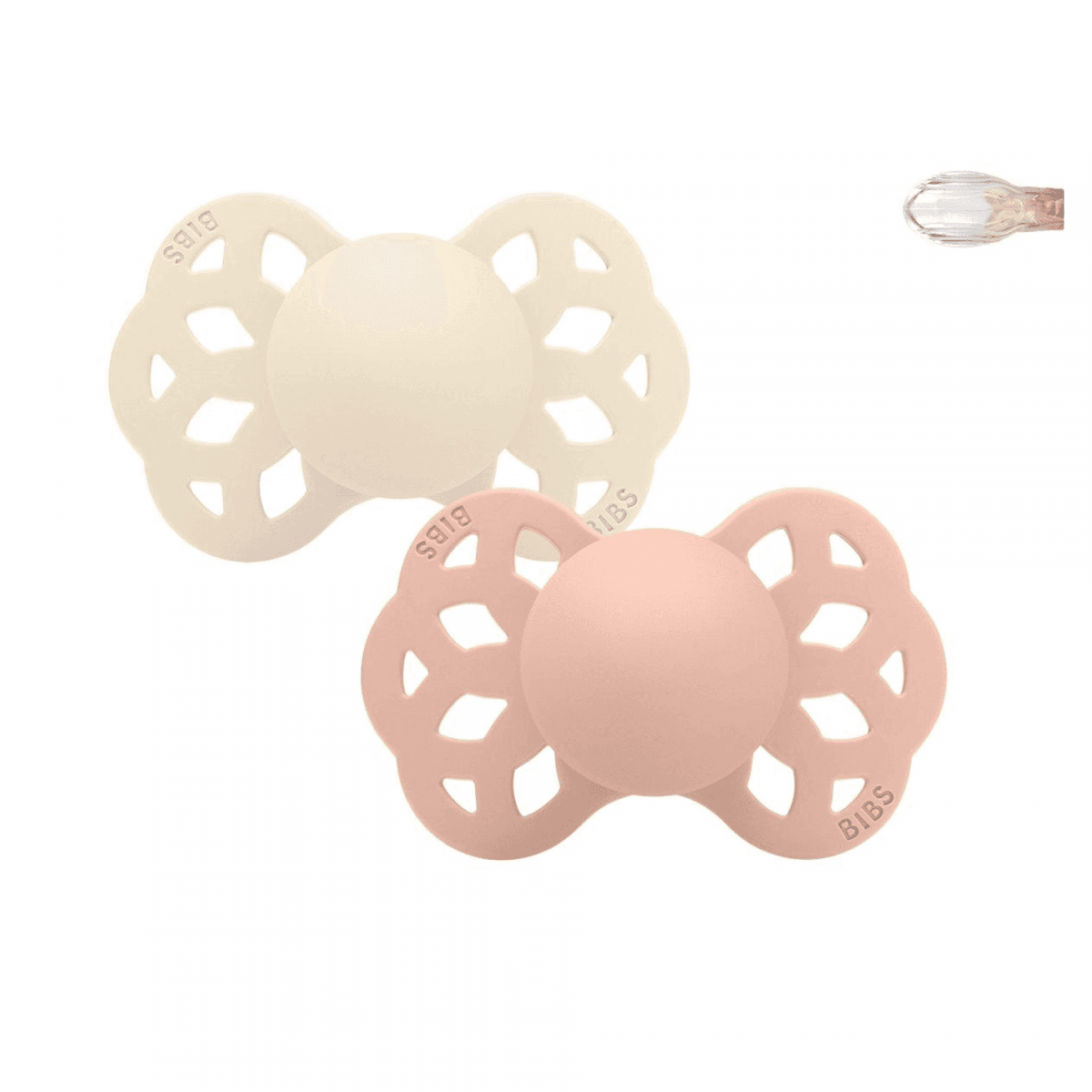 Bibs 2 Chupetas Silicone Infinity Symmetric 0-6M Ivory/blush