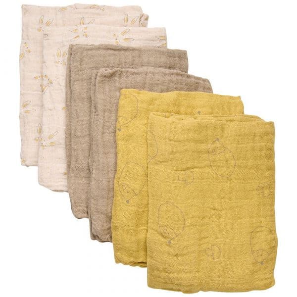 Pippi Musselina Organic Cloth 6 Pack 65x65 cm Rattan