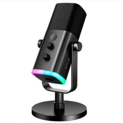 FIFINE AMPLIGAME AM8 Microfone Dinâmico XLR/USB RGB para Streaming e Podcasting