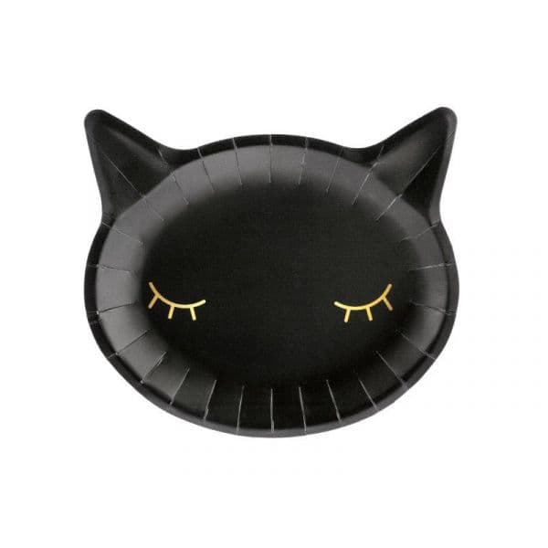 Partydeco 6 Pratos Gato Preto - 3543632
