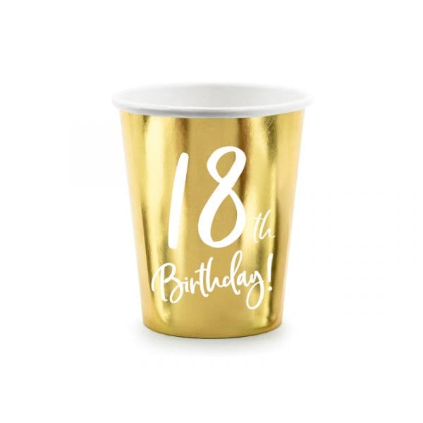 Partydeco 6 Copos 18th Birthday Dourados - 3560044