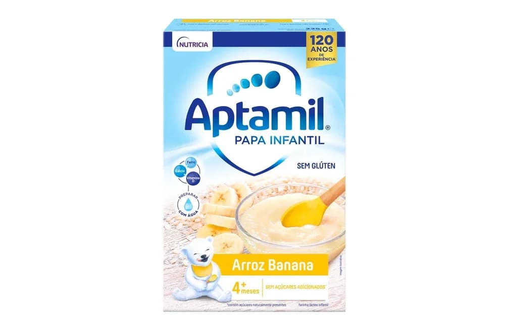 Milupa Aptamil Papa Infantil sem Glúten Arroz e Banana 4M+ 225g