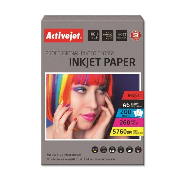 Activejet Papel Fotográfico AP6-260GR200 A6 Lustro 200 Fls