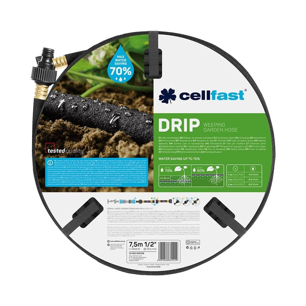 KIT MANGUEIRA POROSA REGA GOTA A GOTA 12,5MM X 7,5M CELLFAST