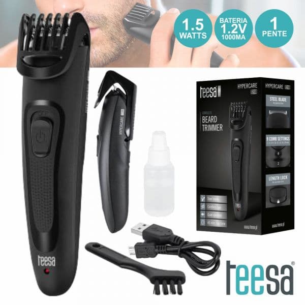 Teesa Máquina Cortar Cabelo C/ 1 Pente Portátil 1.5w Usb - TSA0524