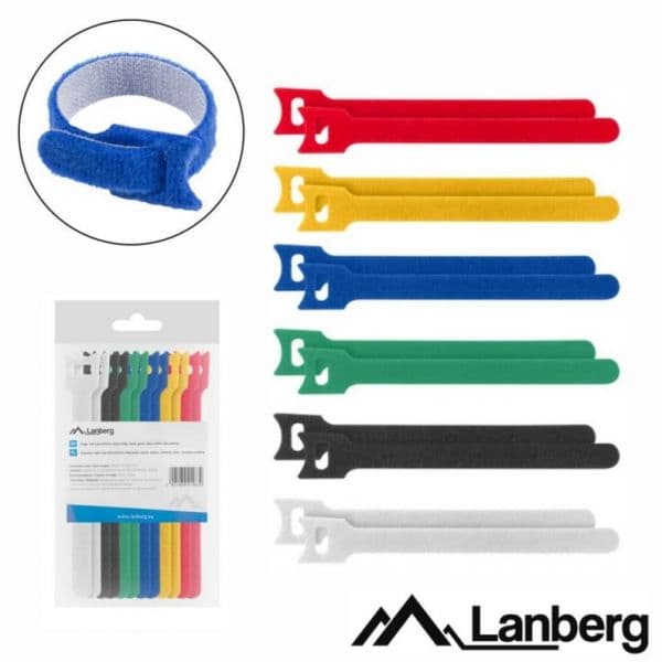 Lanberg Conjunto 12 Fitas Velcro Multicores P/ Organização