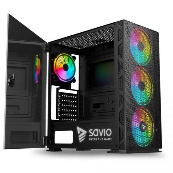 Savio Raptor X1 Argb Glass Preto
