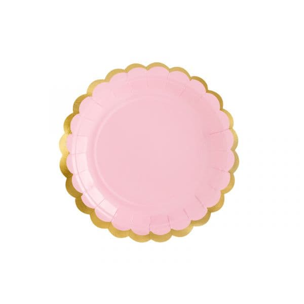 Partydeco 6 Pratos Pequenos Rosa e Dourado - 3408334