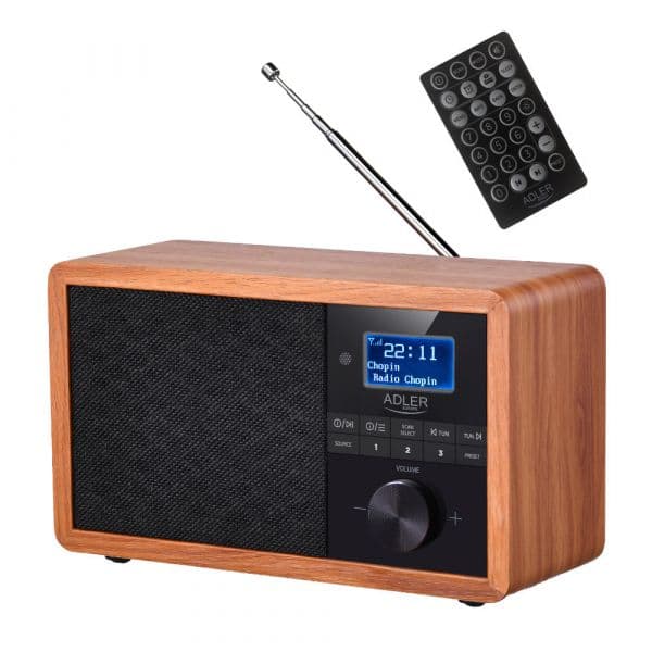 Adler Radio FM em Madeira com DAB e Bluetooth