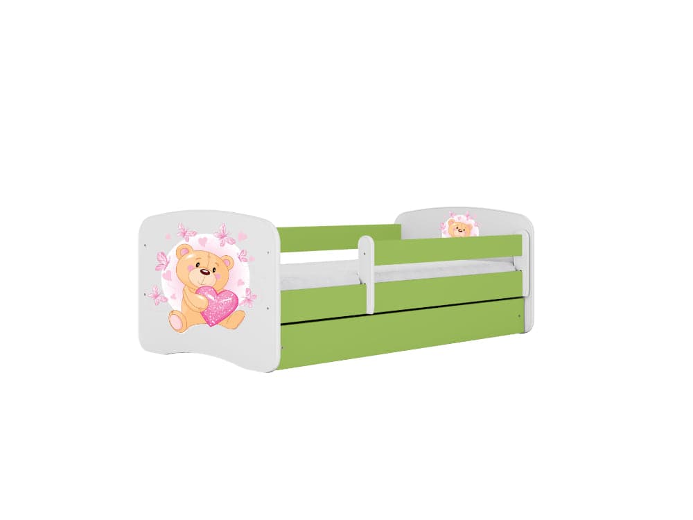 Cama 180 x 80 cm Kocot Kids com colchão BabyDreams Teddybear Butterflies Green