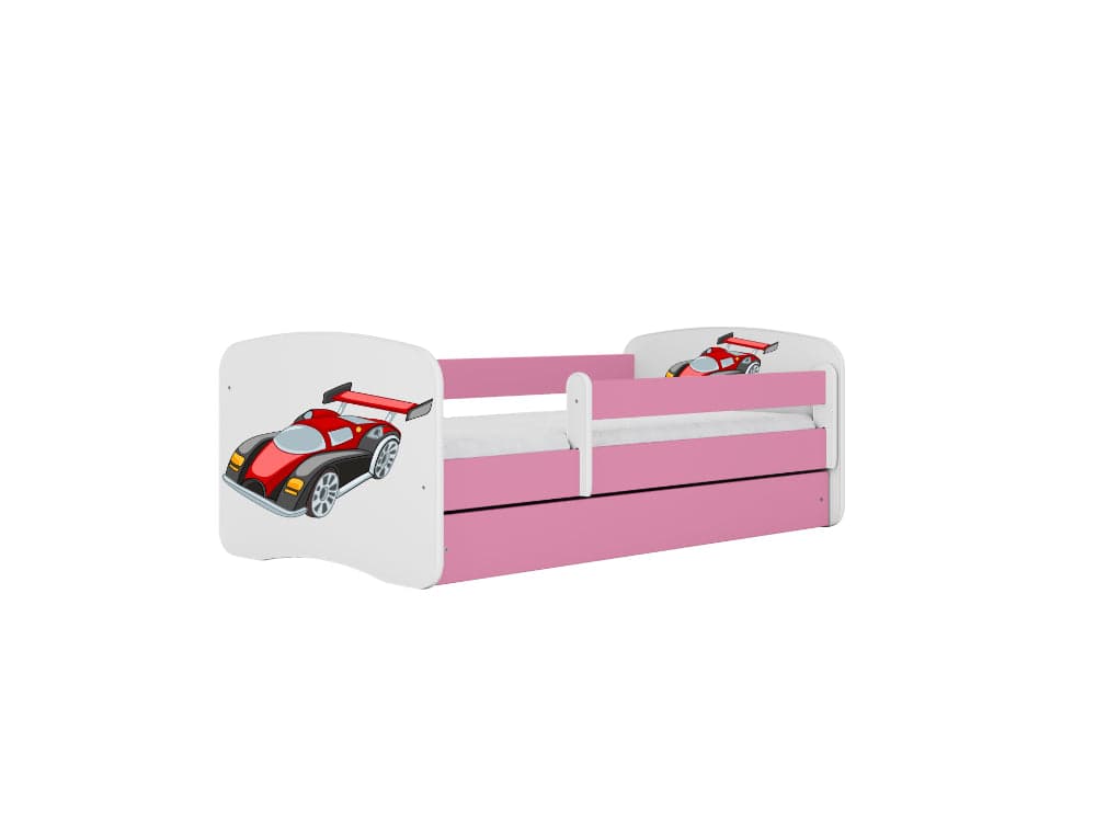 Cama 140 x 70 cm Kocot Kids com colchão BabyDreams Racing Car Pink