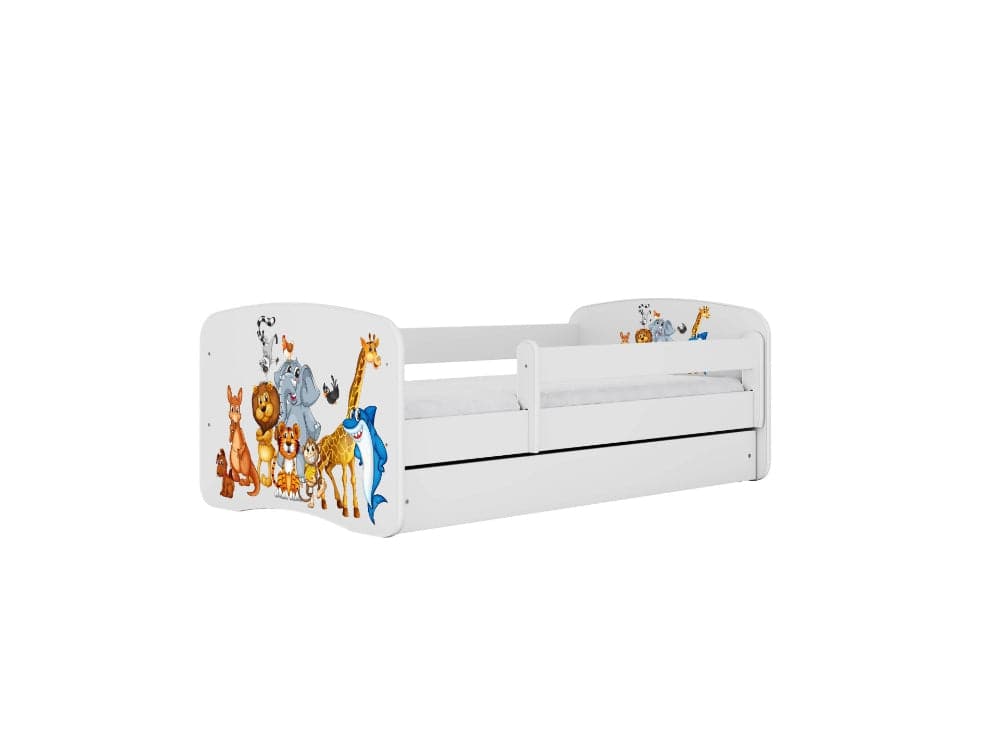 Cama 180 x 80 cm Kocot Kids com colchão BabyDreams Animals White