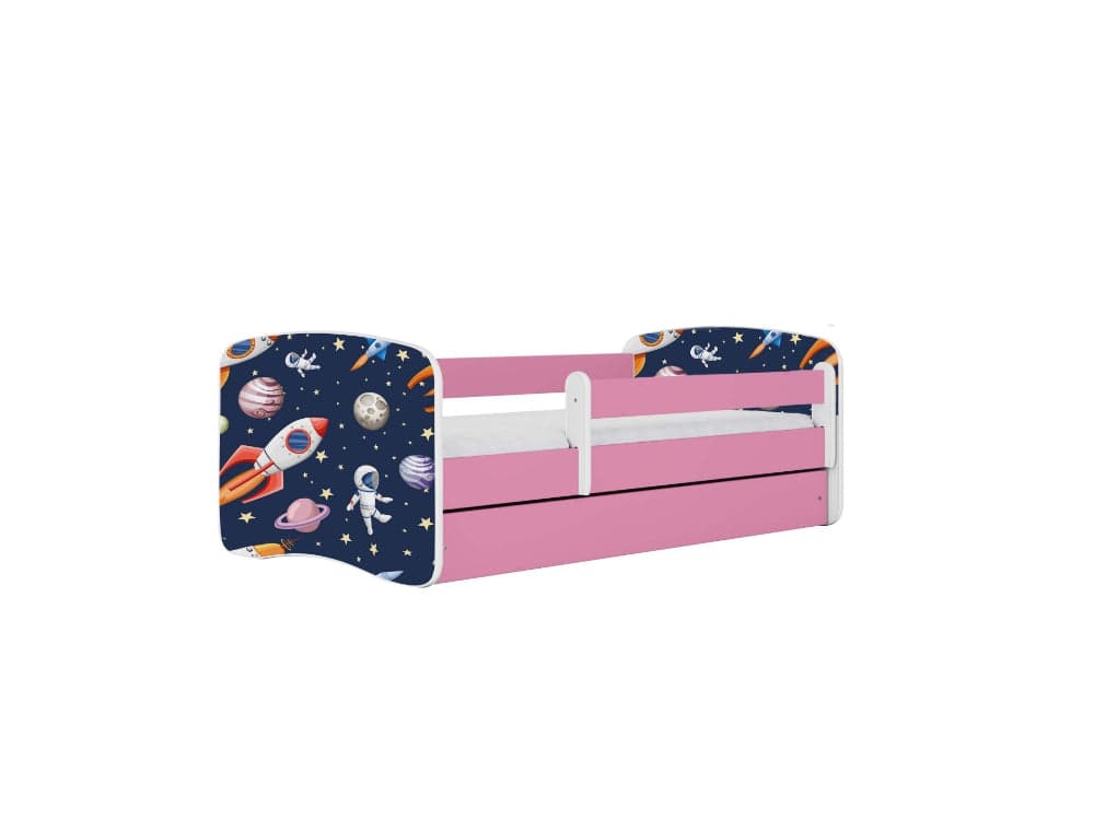 Cama 140 x 70 cm Kocot Kids com gaveta e colchão BabyDreams Cosmos Pink