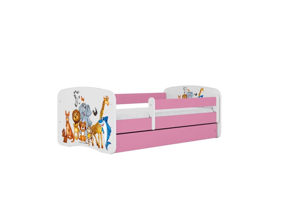 Cama 160 x 80 cm Kocot Kids com colchão BabyDreams Animals Pink