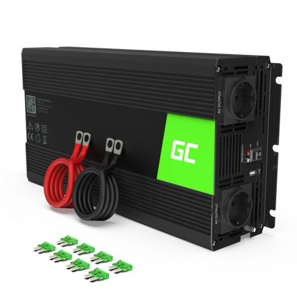 Green Cell Inversor de Corrente INV24 1500W 24V-230V/220V Onda Modificada Auto Black