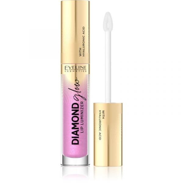 Eveline Diamond Glow Lip Gloss Brilhante com Ácido Hialurónico Tom 10 Rose Violet 4,5ml