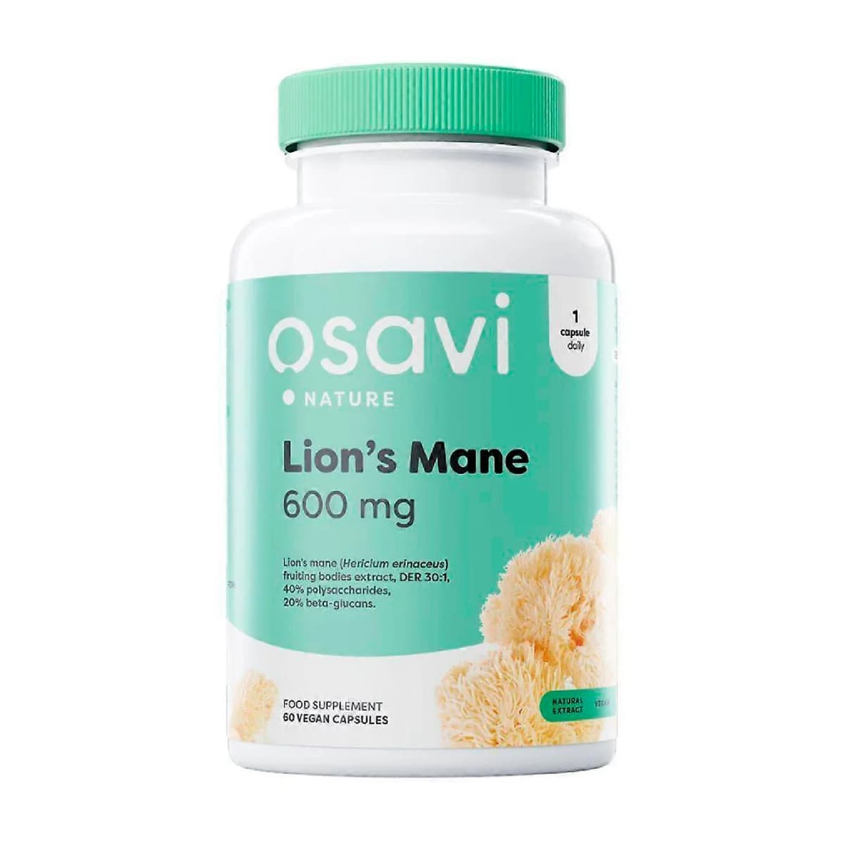 Lion's Mane 600mg - 60 veg cáps - 60 Veg Cáps