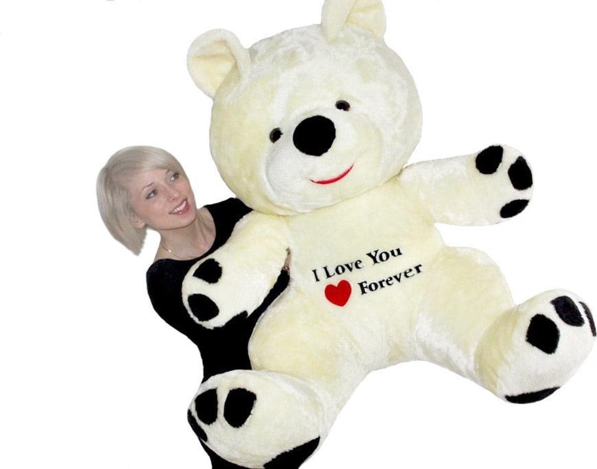 Urso de peluche 120 cm branco e vermelho Amo-te