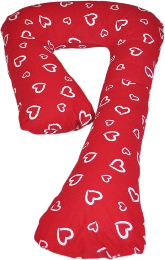Almofada de gravidez 235 cm algodão vermelho com corações
